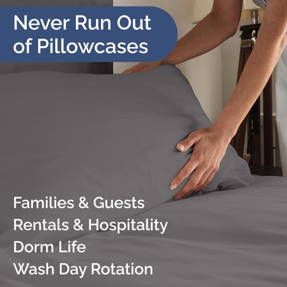 Standard Pillow Cases Set of 10 - Ultra Soft Hotel Quality Pillowcase Covers - Comfy, Cozy & Wrinkle Free - Shrink, Stain and Fade Resistant - Machine Washable Pillow Protectors - 10 Pcs Set - White - Colors B