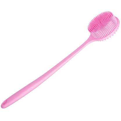 DNC Back Scrubber for Shower Soft Silicone Bath Body Brush with Long Handle (Black)