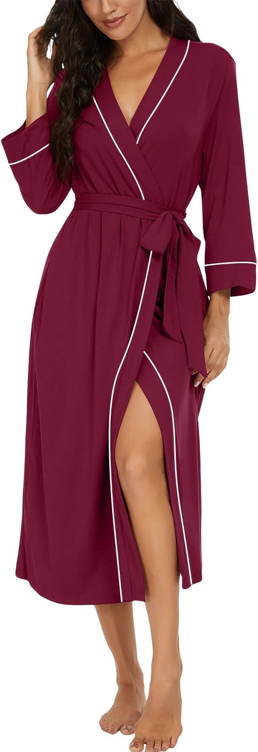 PrinStory Robes for Women 3/4 Sleeve Long Bath Robe XS-4XL