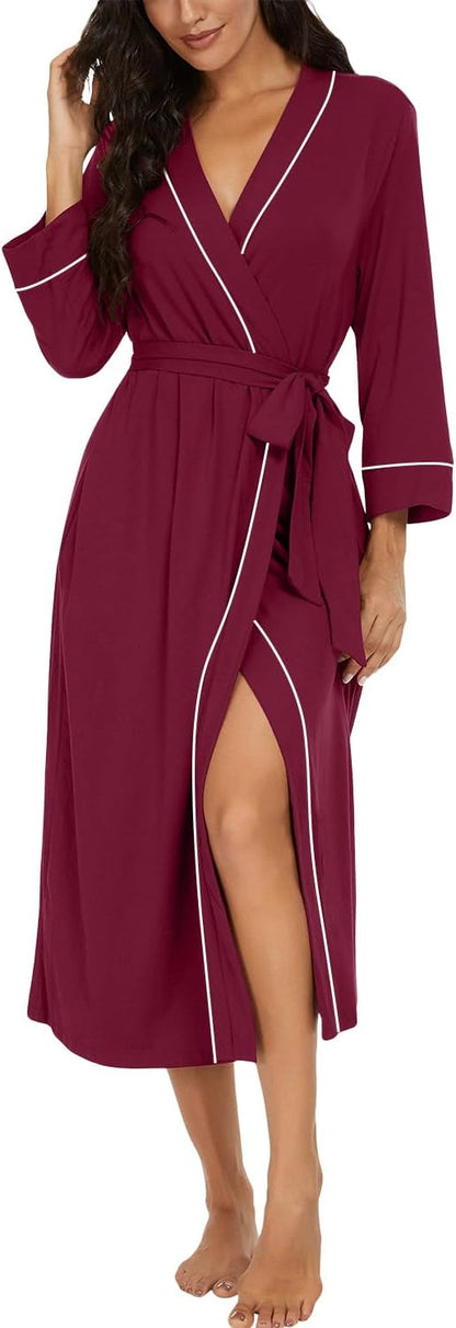 PrinStory Robes for Women 3/4 Sleeve Long Bath Robe XS-4XL