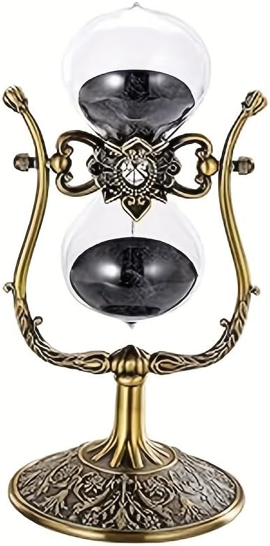 Hourglass Timer Sand Clock 60 Minutes, 360° Rotating Large Brass Vintage Sandglass Timer, Antique 1 Hour Glass Sand Watch for Decoration
