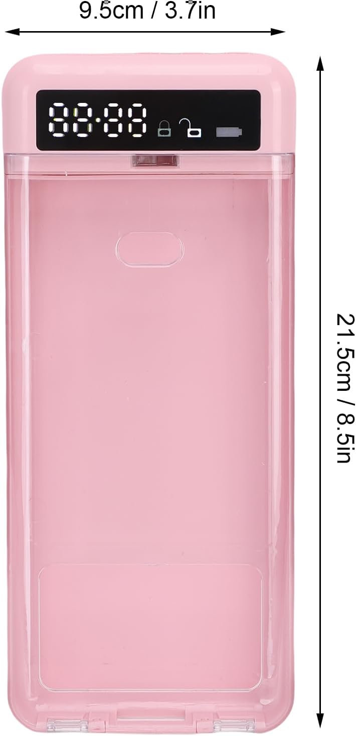 GOTOTOP Cell Phone Lock Box, Timer Transparent Container (Blue)