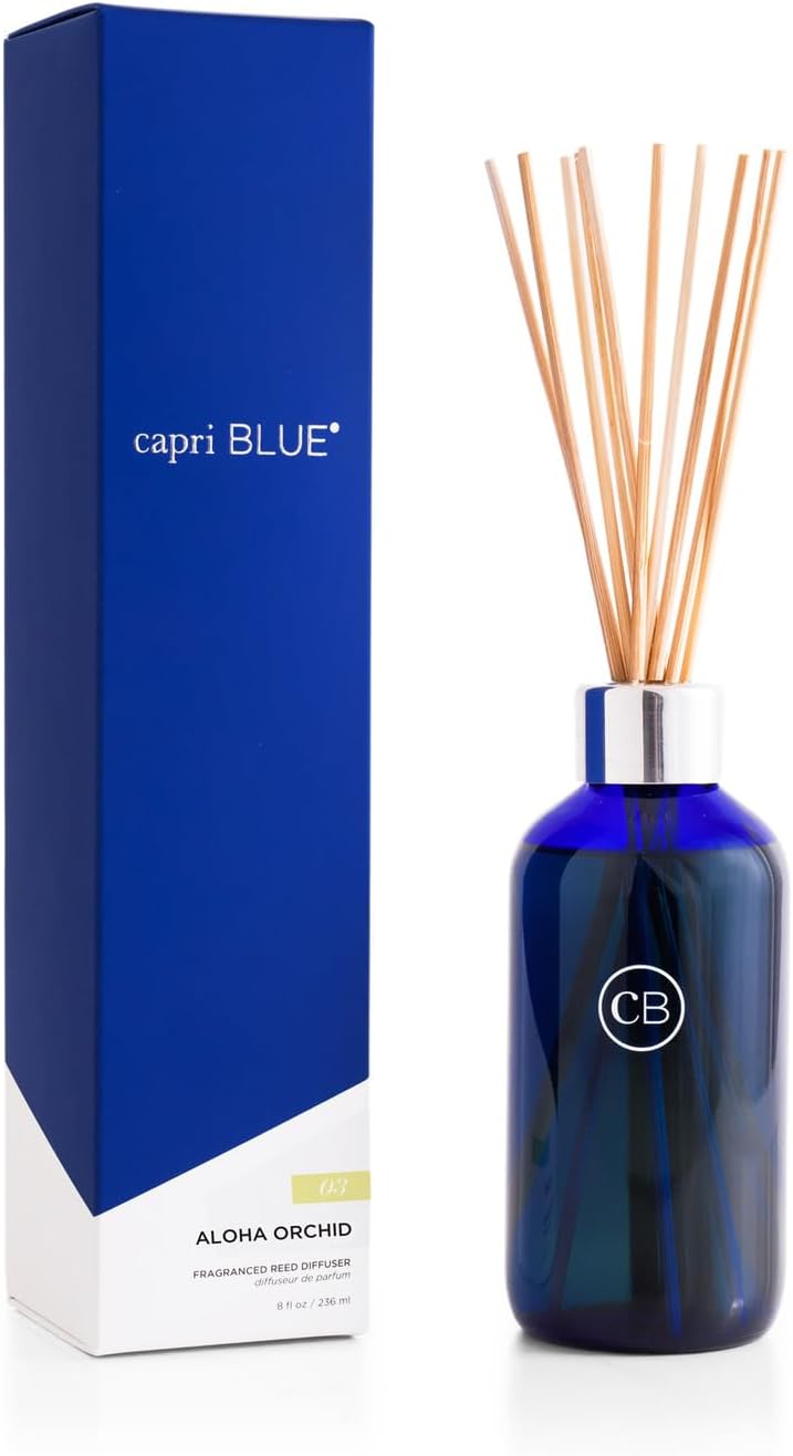 Capri Blue Volcano Reed Diffuser Set, Includes Reeds, Fragrance Oil, and Glass Bottle for Home Décor, Room Fresheners, White (8 Fl Oz)