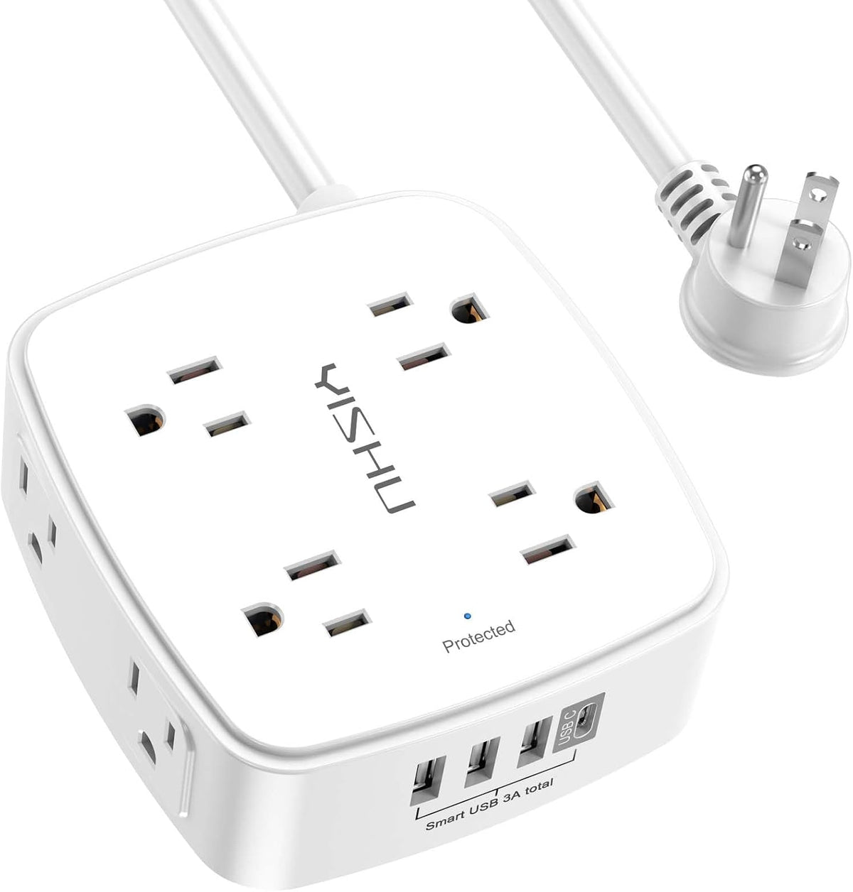 YISHU 6Ft Surge Protector Power Strip with 8 Widely Outlets & 4 USB Ports