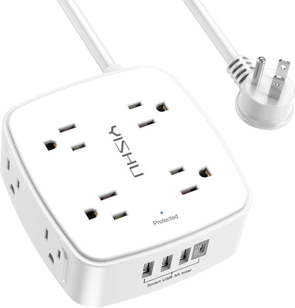 YISHU 6Ft Surge Protector Power Strip with 8 Widely Outlets & 4 USB Ports