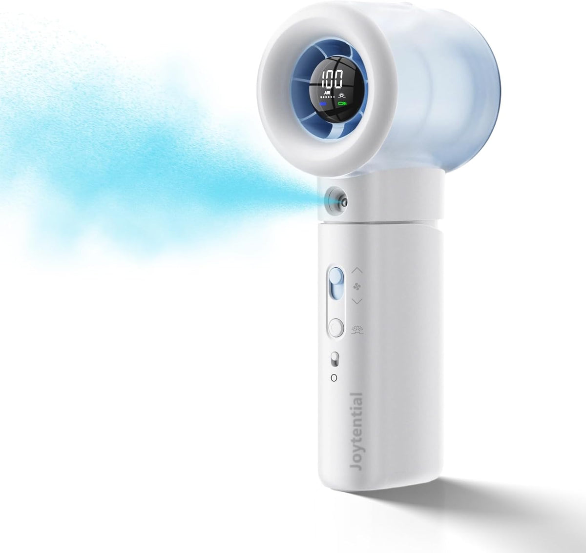 Portable Misting Fan Handheld, Turbo Mist Hand Fan USB Rechargeable with Digital Display, Powerful Spray Personal Fan for Travel, Outdoor, Beach Vacation, White