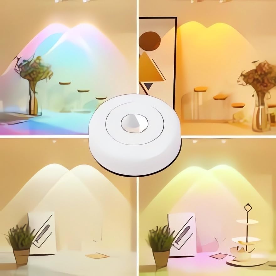 Sunset Visual Lamp Projector - Battery Powered, 2 Levels Brightness & Self-Adhesive LED Lights, Night Light for Home/Bedroom/Party/Photography (Rainbow)