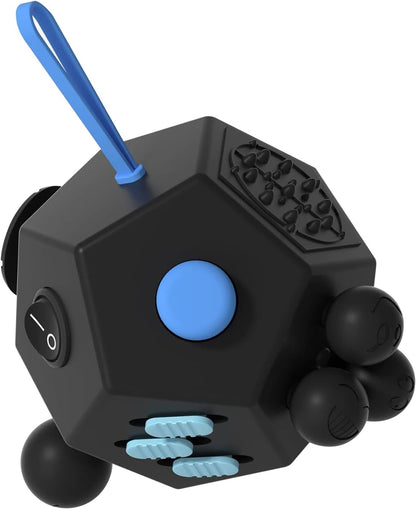 Fidget Dodecagon-12 Sided Fidget Toy Stress Relief Cube for Children and Adults, Silent Compact Classroom Gifts Stocking Stuffers for Teen Boys, Kids(B3 Blue Sky)