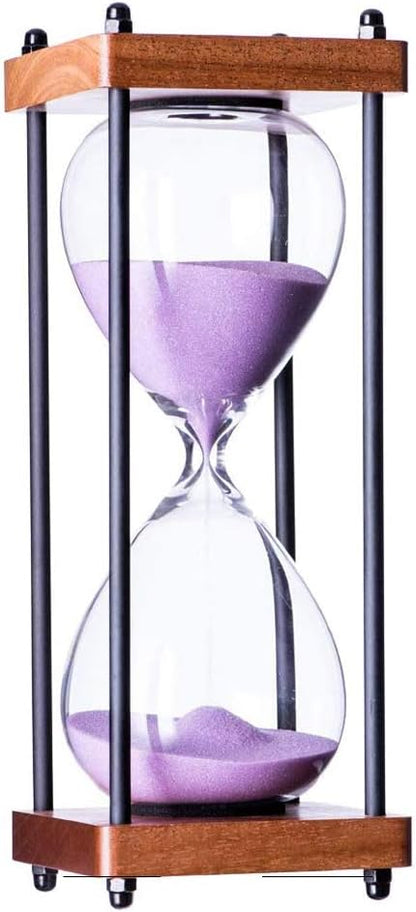 Large Hourglass Timer 60 Minute, Decorative Wooden Sandglass, Black