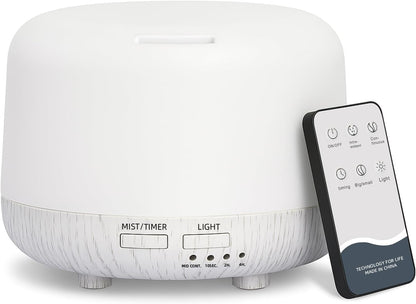 SPLITSKY Aromatherapy Essential Oil Home Diffuser with Remote Control, 300ML Large Room Cool Mist Air Humidifier, 8 Hours Quiet Operation, Timer, 7 Colors LED Night Night，Suitable Home,Yoga.