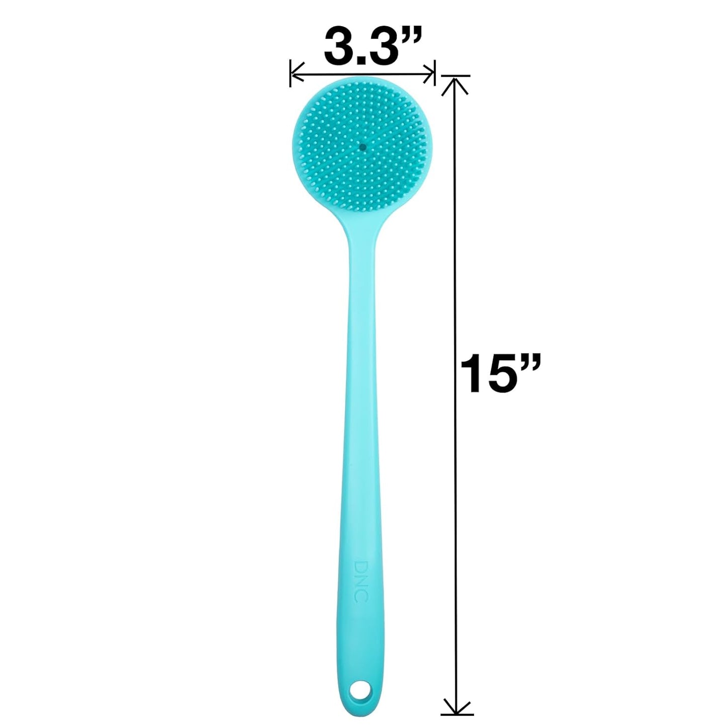 DNC Back Scrubber for Shower Soft Silicone Bath Body Brush with Long Handle (Black)