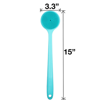 DNC Back Scrubber for Shower Soft Silicone Bath Body Brush with Long Handle (Black)