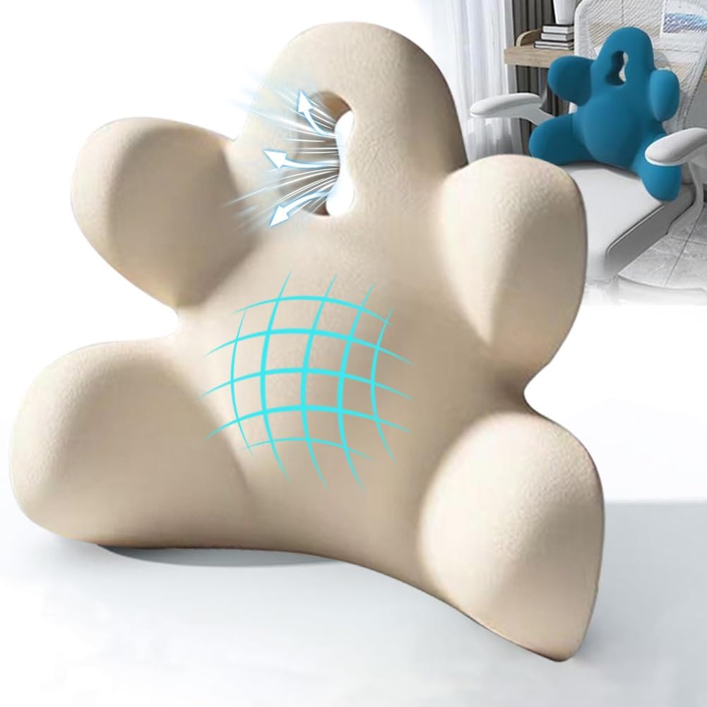 Lumbar Support Pillow for Office Chair, Back Pillow Lumbar Support for Car, Chair, Sofa - Improve Lower Back Pain Relief & Sitting Posture, Memory Foam Back Cushion for Long Sitting (Pink)