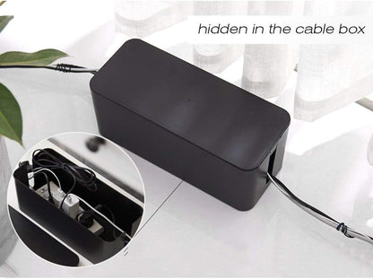 Cable Management Box Organizer, Pack of 2 Wire Concealer to Cover Hide Surge Protector & Power Strip on Desk Floor, with 5 Cord Fastening Tapes for Office, Home, Kitchen (Luxury Black)
