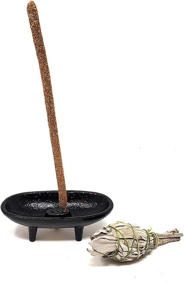 Cast Iron Incense Burner 4" L 2" H, Ideal for smudging, Incense Burning, Ritual Purpose, Decoration etc. (4" L)
