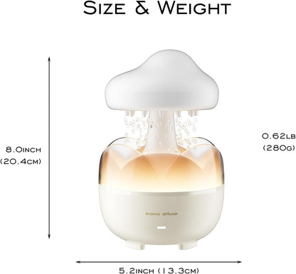 Raindrop Portable Humidifier,Cloud Essential Oil Diffuser,230ml Capacity,Remote Control,with Night Light and Waterless Auto Shut-Off,for Office Room Bedroom Livingroom
