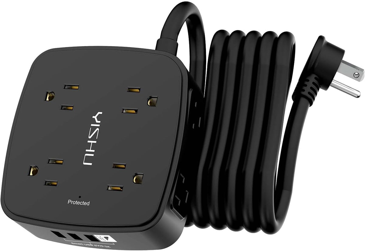 YISHU 6Ft Surge Protector Power Strip with 8 Widely Outlets & 4 USB Ports