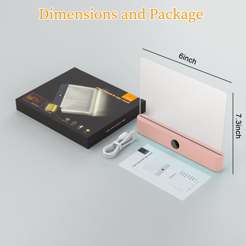 Book Light for Reading in Bed at Night Flat Reading Lights, White