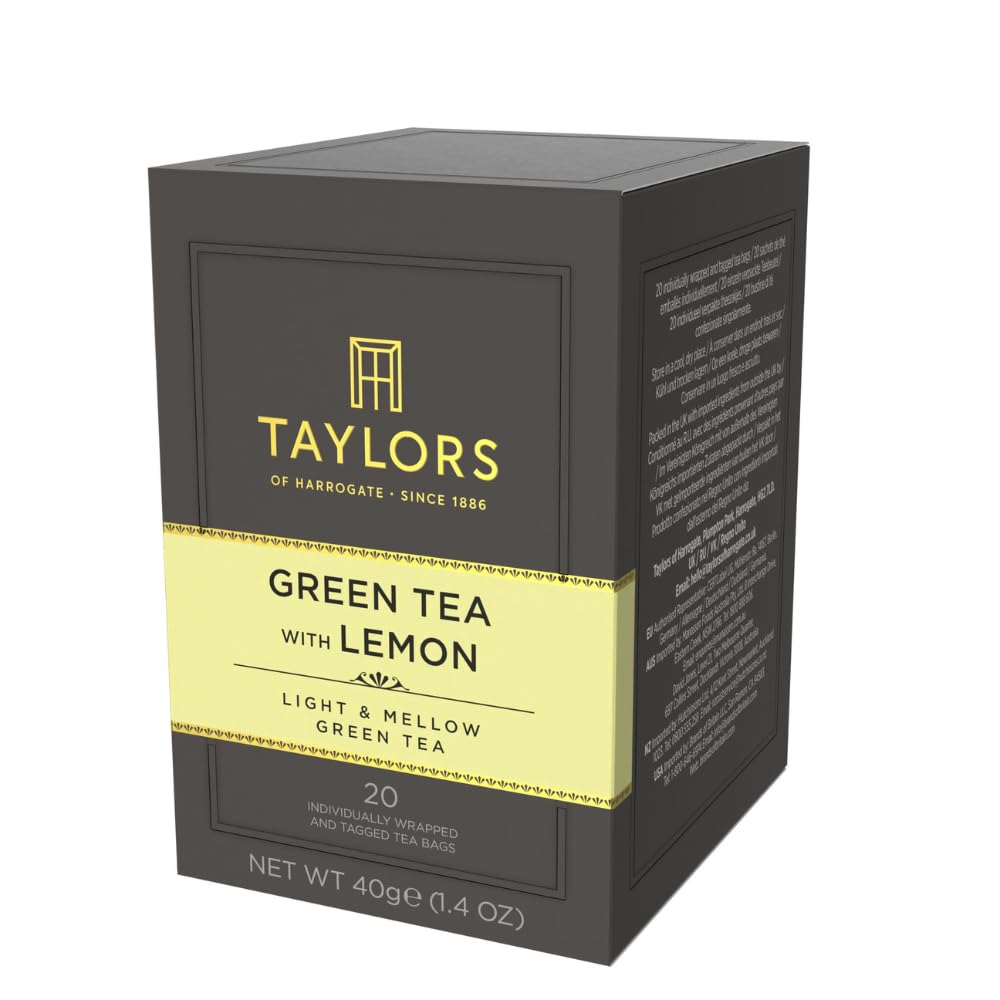 Taylors of Harrogate Green Tea with Lemon Tea Bags, 20ct (Pack of 1)