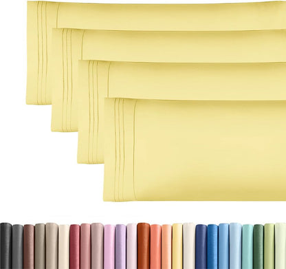Standard Pillow Cases Set of 10 - Ultra Soft Hotel Quality Pillowcase Covers - Comfy, Cozy & Wrinkle Free - Shrink, Stain and Fade Resistant - Machine Washable Pillow Protectors - 10 Pcs Set - White - Colors B
