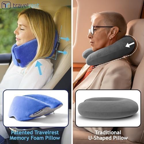 TRAVELREST Nest Neck Pillow Travel Essentials - Memory Foam Support - Grey
