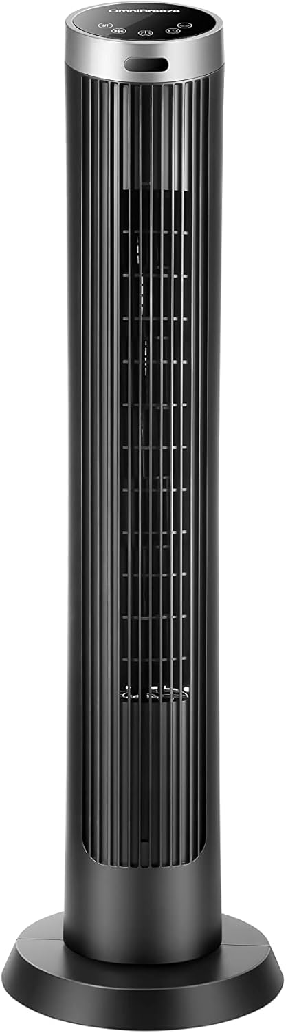 OmniBreeze Digital Electric Tower Fan, with Remote Control, LED Display, Standing Bladeless Floor Fans Cooling and Quite Indoor Living Room Bedroom use (36 Inch)…