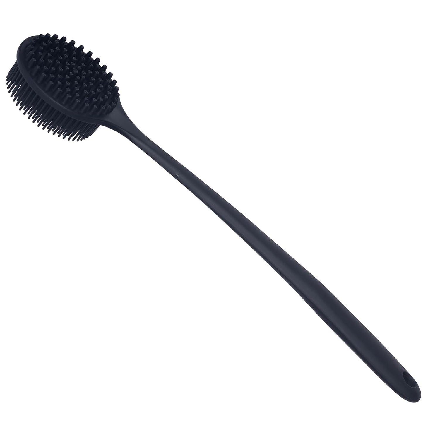 DNC Back Scrubber for Shower Soft Silicone Bath Body Brush with Long Handle (Black)