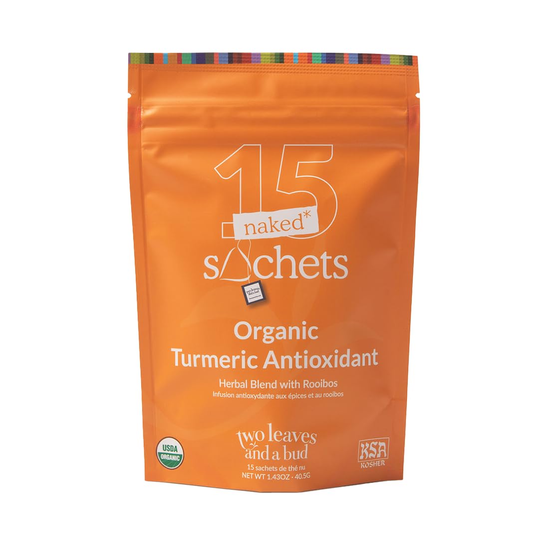 Two Leaves and a Bud Organic Turmeric Antioxidant Naked Tea Sachets, 15 Ct
