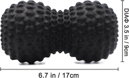 KITWILD Peanut Massage Ball, Double Lacrosse Massage Roller Ball for Deep Tissue Muscle Massage, Physical Therapy, Myofascial Release, Muscle Knots, and Yoga Therapy