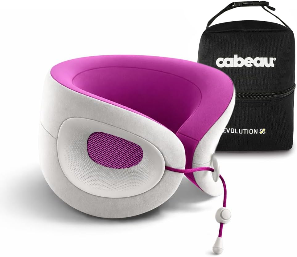 Cabeau Evolution X Deluxe - Best Travel Neck Pillow with Travel Bag (Diamond Black/White)
