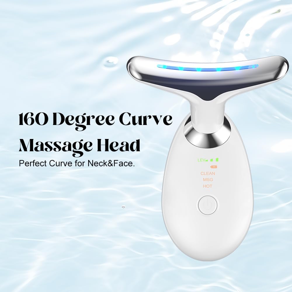 Neck Face Massager Tool, 3-in-1 Portable Facial Massager, Face Sculpting Tool at Home for Skin Care with Vibration (White)