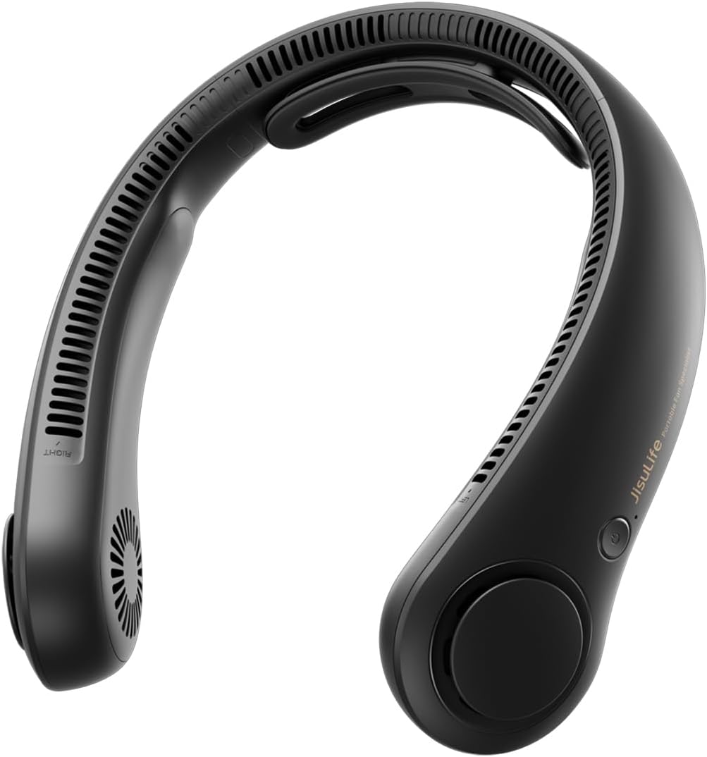 JISULIFE Portable Neck Fan Upgraded: Neckbrace Hands-Free, 5-Speed 5000 mAh