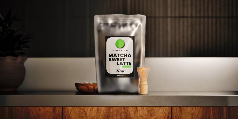 Matcha Kari Organic Sweetened Matcha Latte Mix - Cafe Style - 2.2 lb | Organic sweetened matcha green tea latte powder, cafe-style, just add milk or water, hot or iced, easy mix, 2.2 lb/1 kg