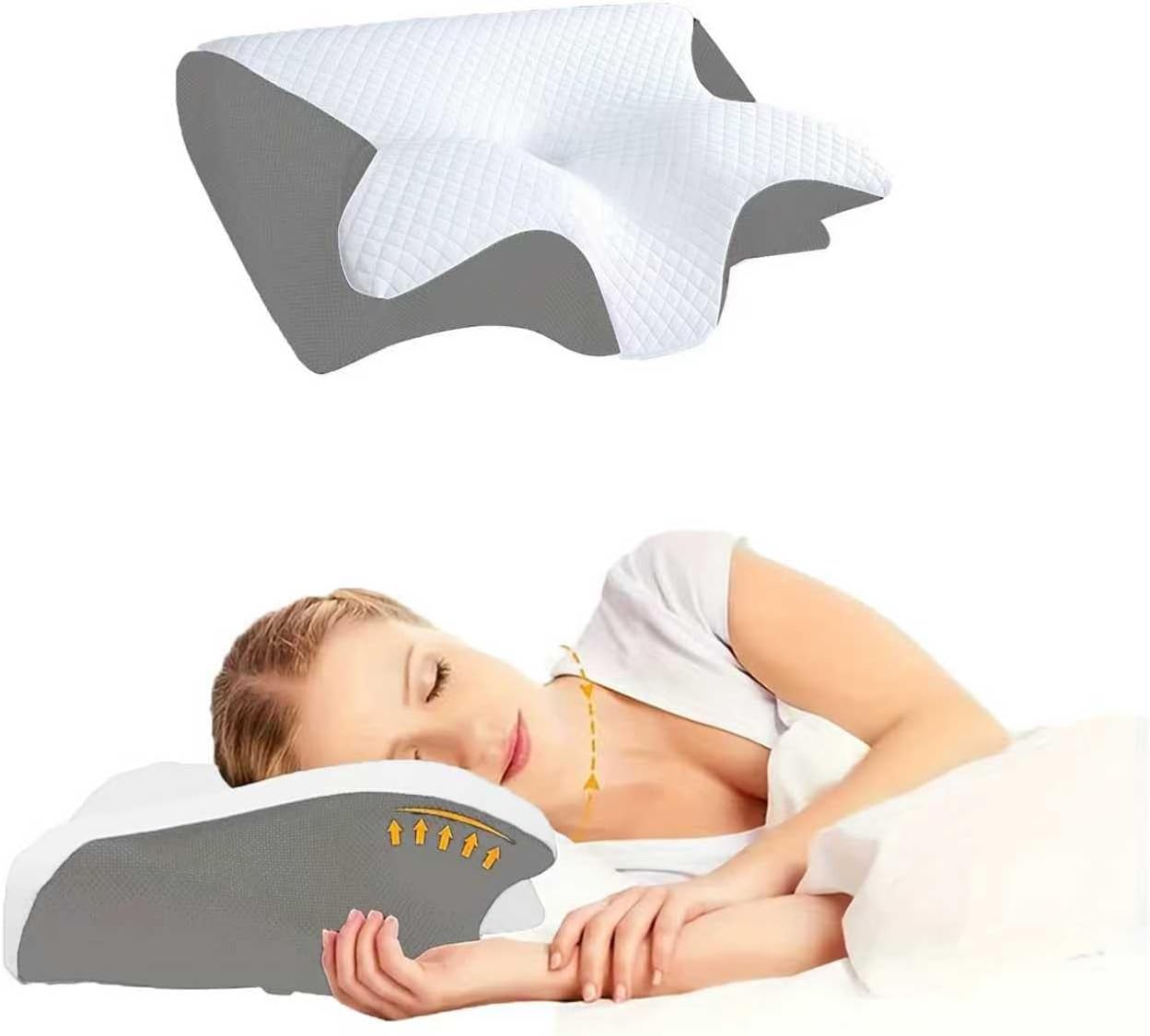 Sleep Apnea Pillow, Airway Pro Cervical Pillow for Neck Pain Relief, Orthopedic Memory Foam Neck Support Pillow for Side, Back & Stomach Sleepers, Anti-Snore Ergonomic Contour Pillow (Black)