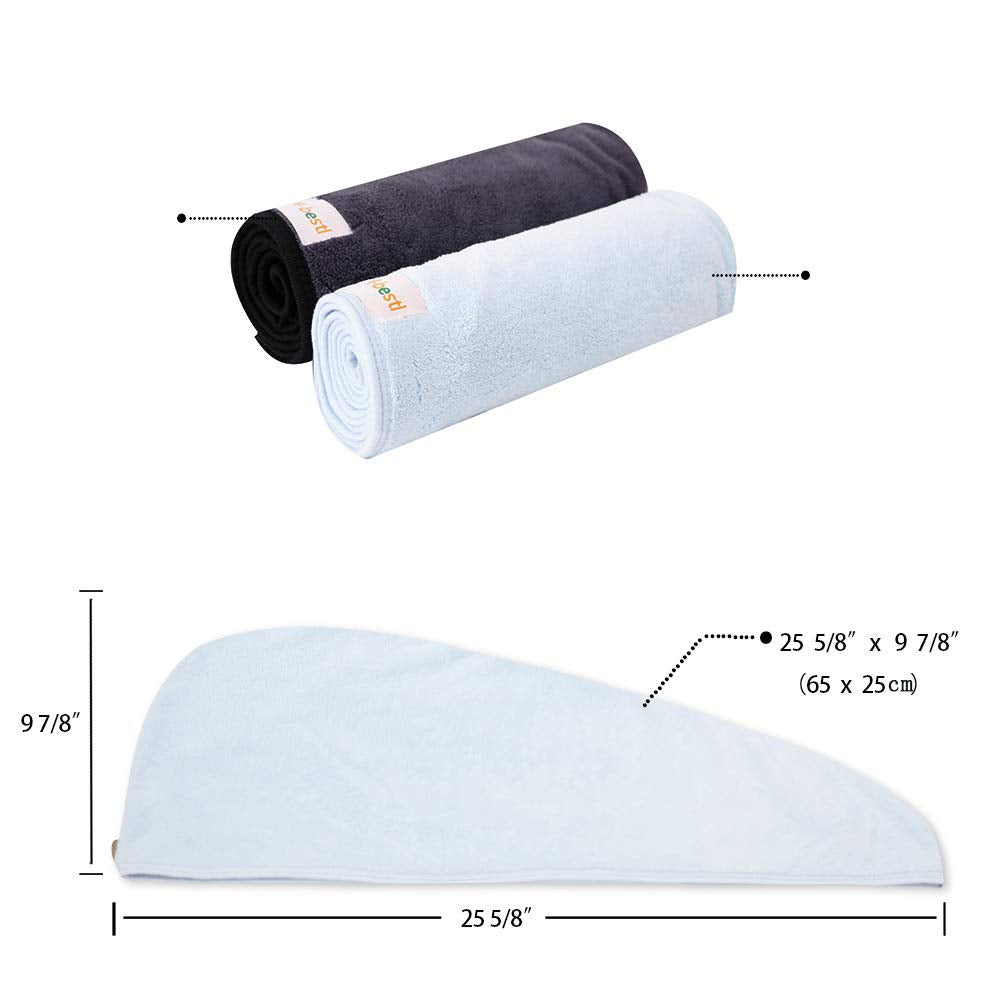 M-bestl 2 Pack Microfiber Hair Towel Wrap,Hair Drying Towel with Button,Quick Dry Hair Towel Turban for Women,Absorbent Anti-frizz Head Towel for Long Thick Curly Hair(Pink&Beige)