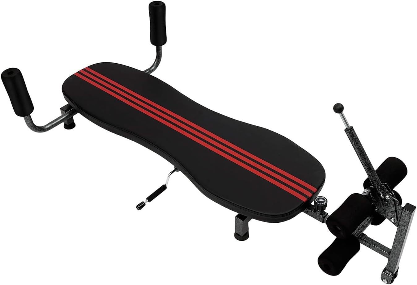 Inline Back Stretch Bench, 330.7lbs Load Full Body Stretching Device Adjustable Lumbar Decompression Table for Lower Back Pain Relief