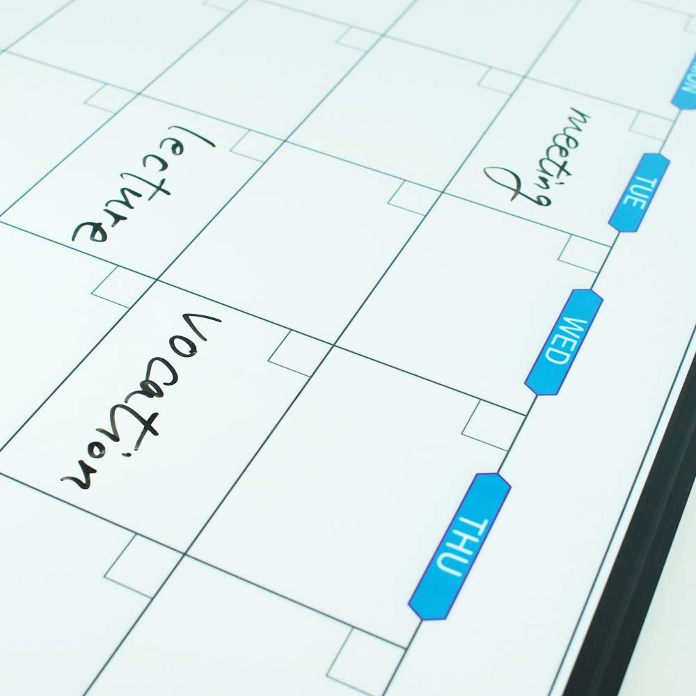 JILoffice Magnetic Dry Erase Calendar Whiteboard, 4 Month White Board Planner 36 X 24 Inch, Black Aluminum Frame Wall Mounted Board for Office Home and School