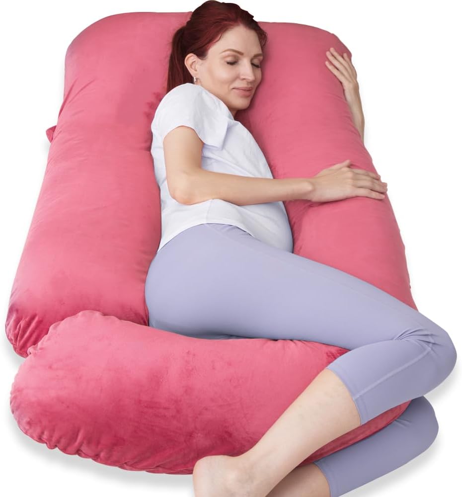 60 Inch Pregnancy Pillow for Sleeping, Extra Large U Shaped Body Pillow, Maternity Pillow for Pregnant Women with Velvet Cover (Dark Grey)
