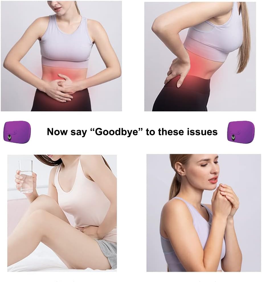 Portable Cordless Heating Pad, Electric Waist Belt Device, Fast Heating Pad with 3 Heat Levels and 3 Massage Modes, Back or Belly Heating Pad, Gift for Her, Women and Girl