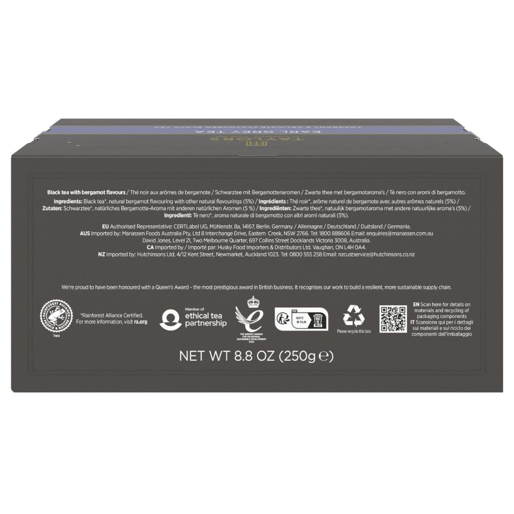 Taylors of Harrogate Earl Grey Black Tea Bags, 100ct (Pack of 1)