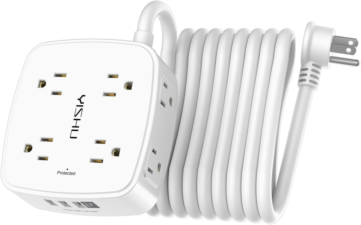 YISHU 6Ft Surge Protector Power Strip with 8 Widely Outlets & 4 USB Ports