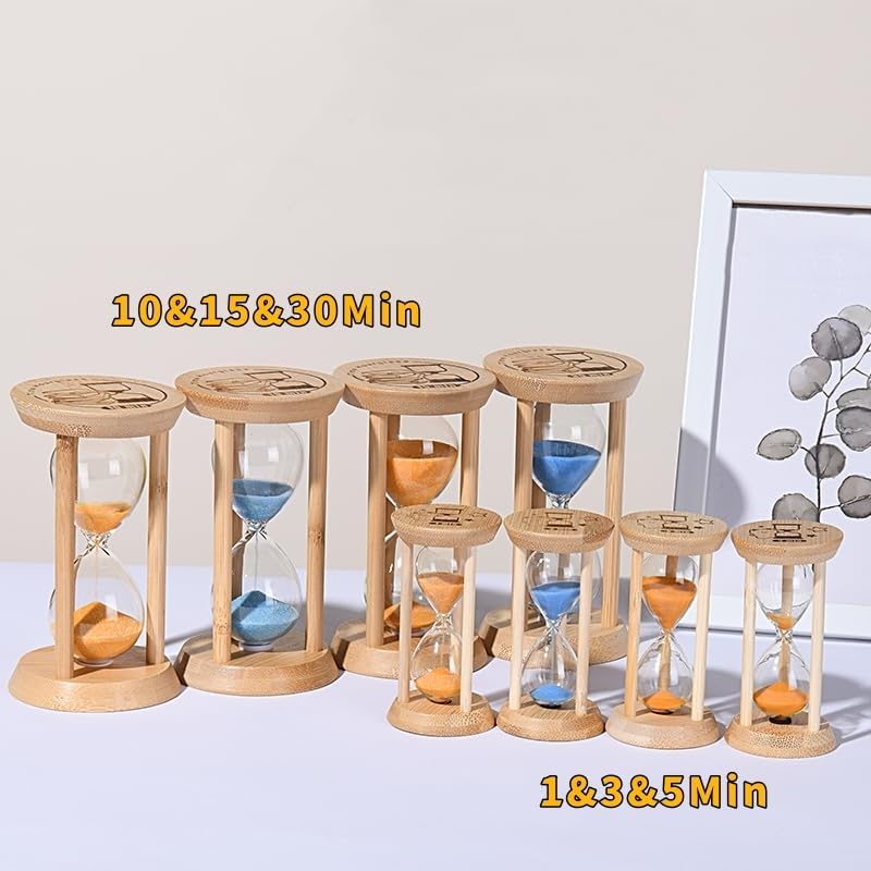 Mini Wooden Sand Timers,100% Bamboo Hourglass Sand Timers 1Min Sandglass Timer for Toothbrush Timer Games Classroom Home Office Cooking(Blue+1Min)
