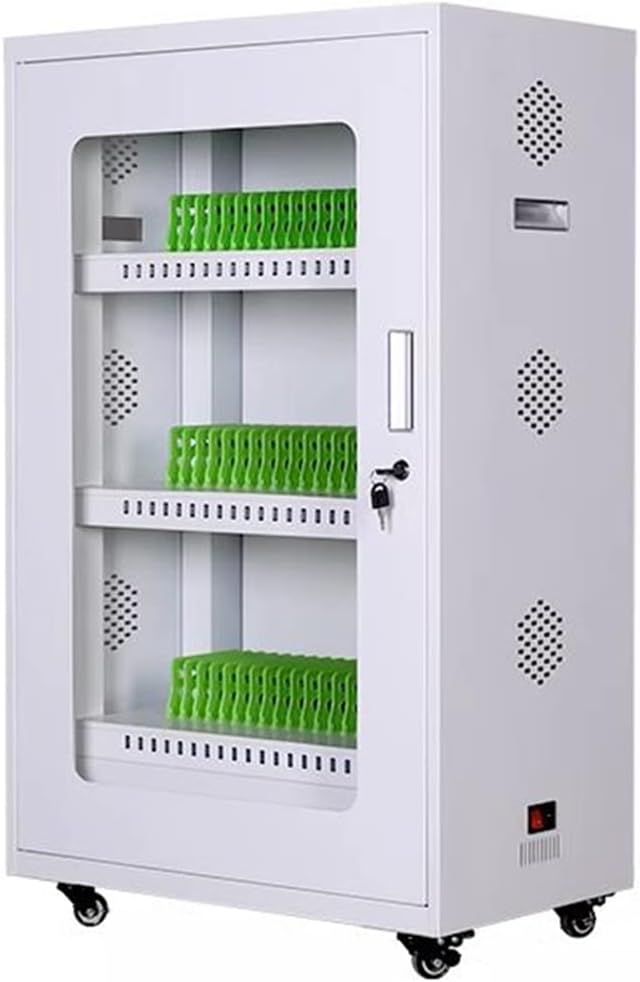 50 Slot Cellphone Charging Station Mobile Charging Cart for Office Classroom & Conference Rooms Secure Locker for Phones White Color Ideal for Group Events(White 40)
