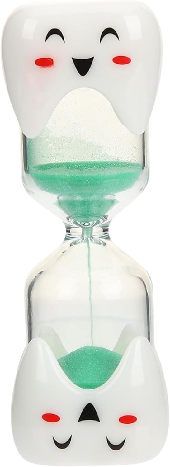 2 Minute Toothbrush Sand Timer for Kids - Set of 2 Small Blue and Pink Smiley Hourglass