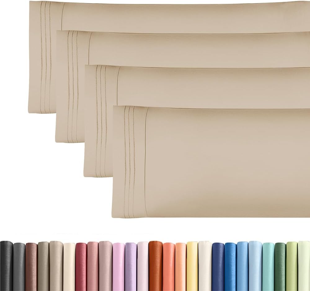Standard Pillow Cases Set of 10 - Ultra Soft Hotel Quality Pillowcase Covers - Comfy, Cozy & Wrinkle Free - Shrink, Stain and Fade Resistant - Machine Washable Pillow Protectors - 10 Pcs Set - White - Colors B