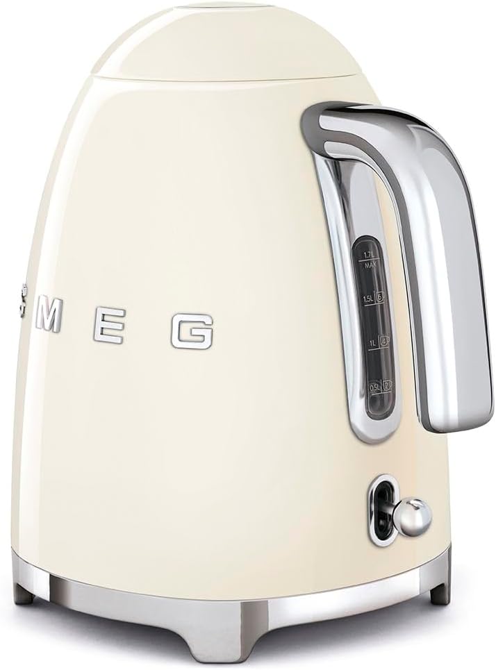 SMEG KLF03 Electric Kettle 1.7L (7 Cup), Retro Hot Water Boiler for Tea & Coffee, Fast Boiling, Auto Shut-Off, Soft Open Lid, 360° Swivel Base Countertop Kettle – Matte Champagne