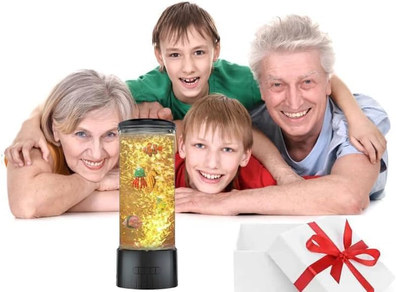 COLORLIFE Sensory Bubble Tube Table Lamp – Extra Large 5.5-Inch Diameter, Calming Aquarium Effect with Lifelike Fish, Ideal Gift for Autism & Anxiety Relief, Kids Room, Sensory Room, Bedroom, Office