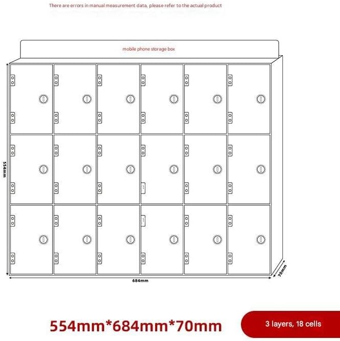 Cell Phone Locker Box - Acrylic Wall-Mounted with Locks and Keys, Secure Storage Cabinet for Office, Classroom, Gyms
