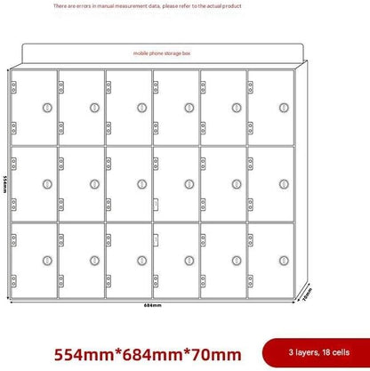 Cell Phone Locker Box - Acrylic Wall-Mounted with Locks and Keys, Secure Storage Cabinet for Office, Classroom, Gyms