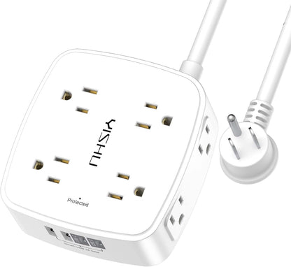 YISHU 6Ft Surge Protector Power Strip with 8 Widely Outlets & 4 USB Ports
